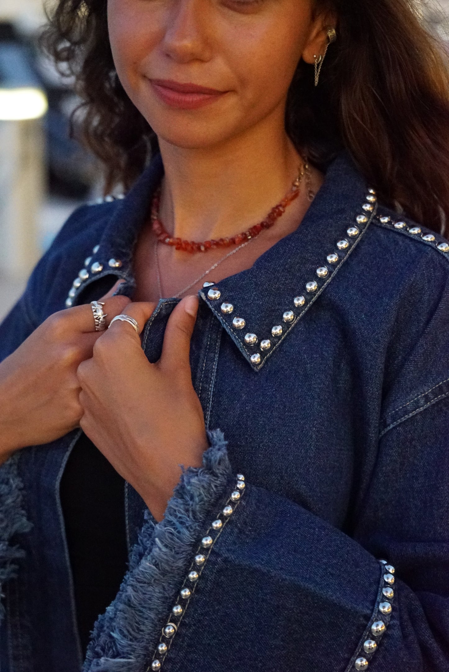The Studded Denim Jacket — Blue Hour