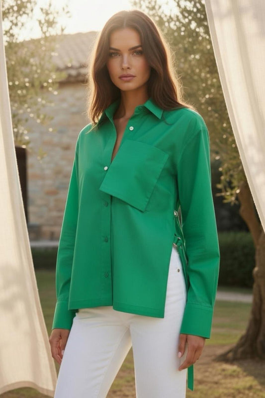 Belted Statement poplin shirt - Green