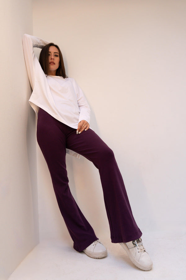 Dark purple flared pants
