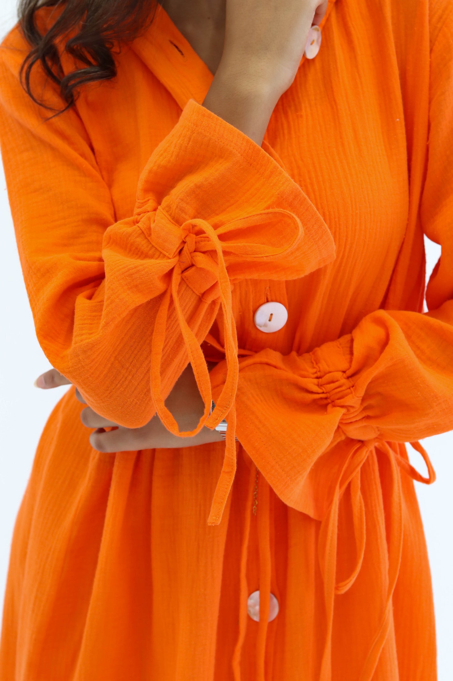 Buttoned Bliss Dress - Orange