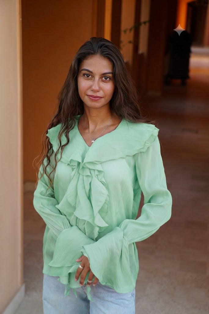 The Ruffle Blouse — Mint