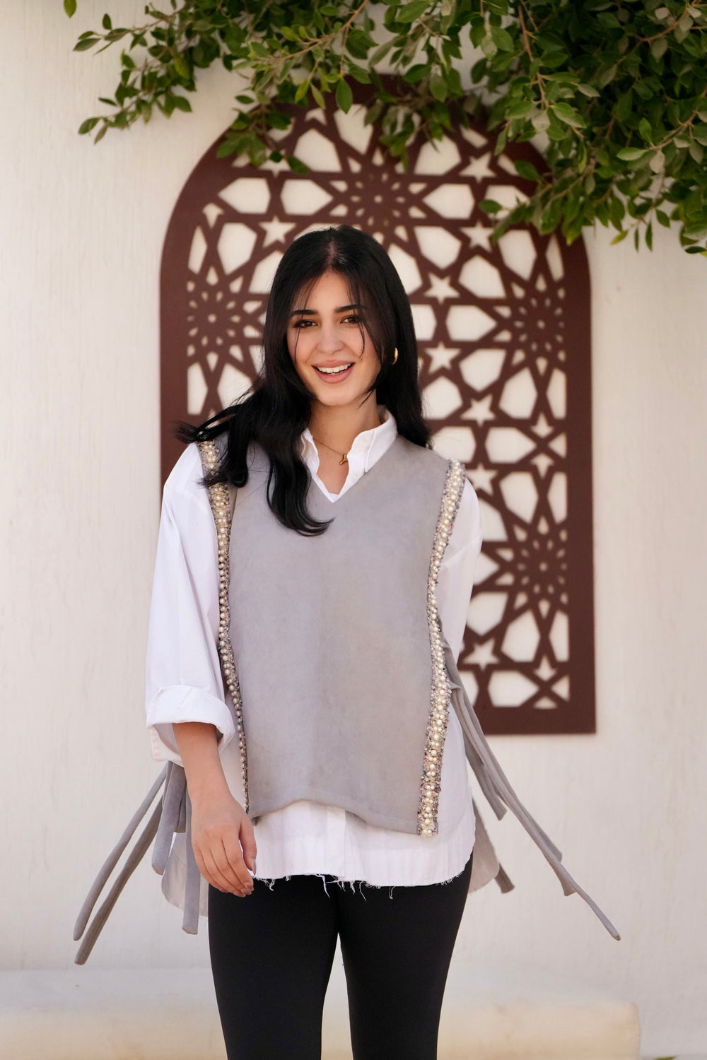 The Embroidered Grey Vest