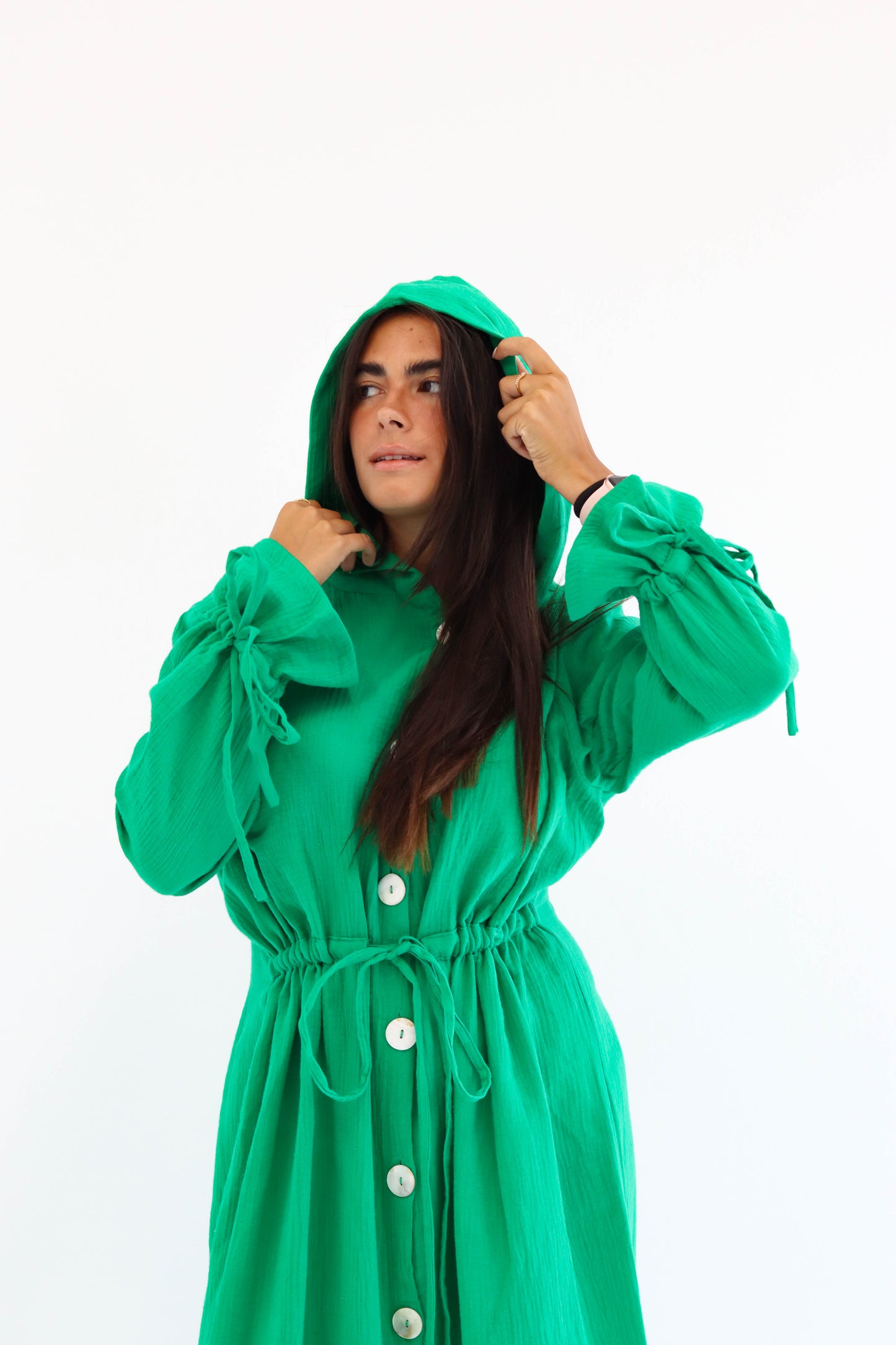 Buttoned Bliss Dress -Green