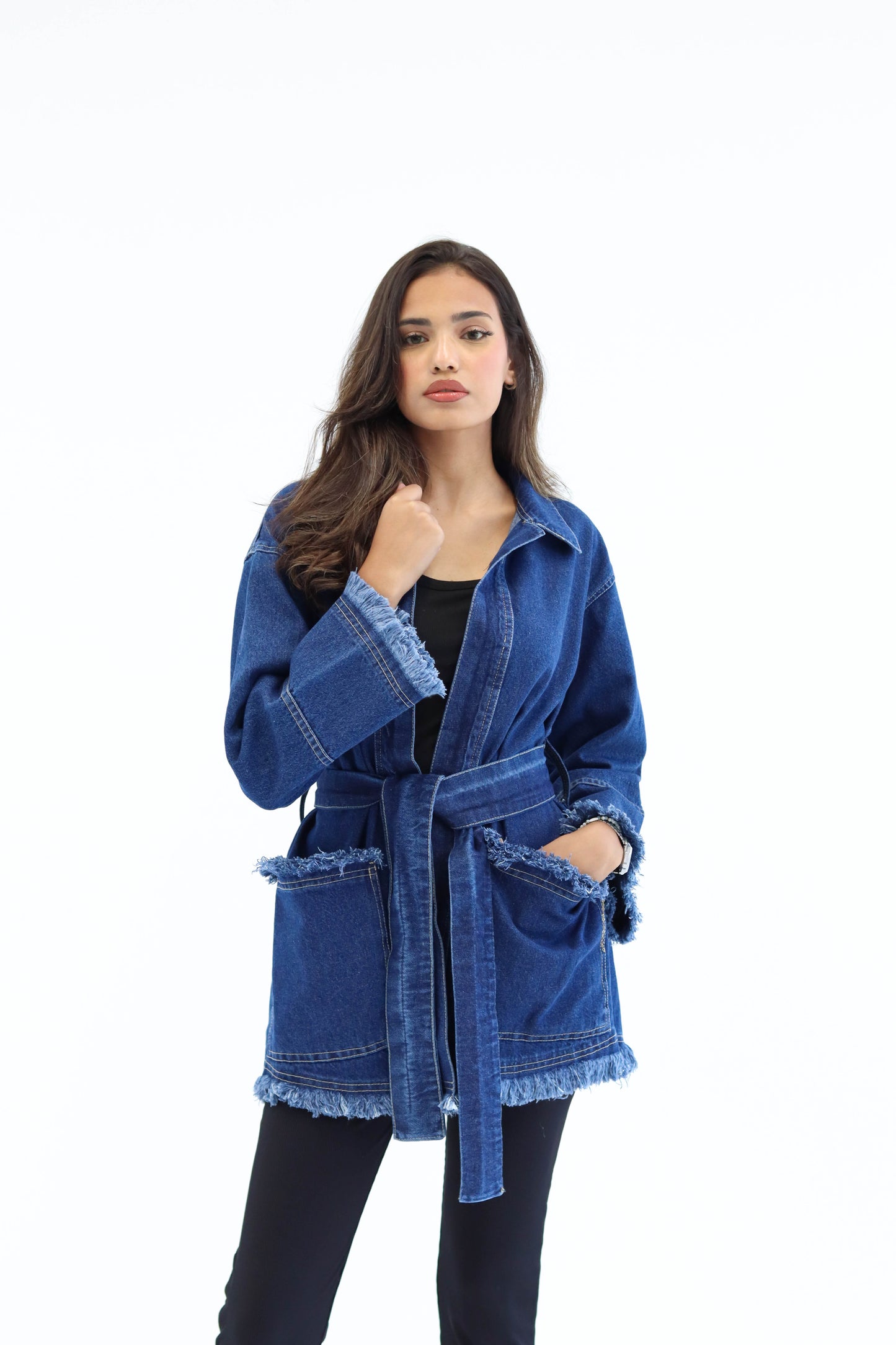 Fringes Denim Jacket in Blue