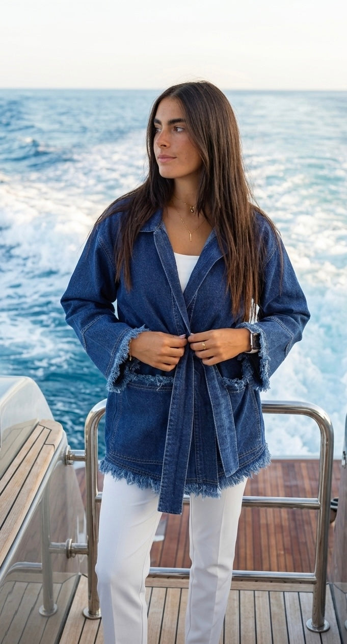 Fringes Denim Jacket in Blue