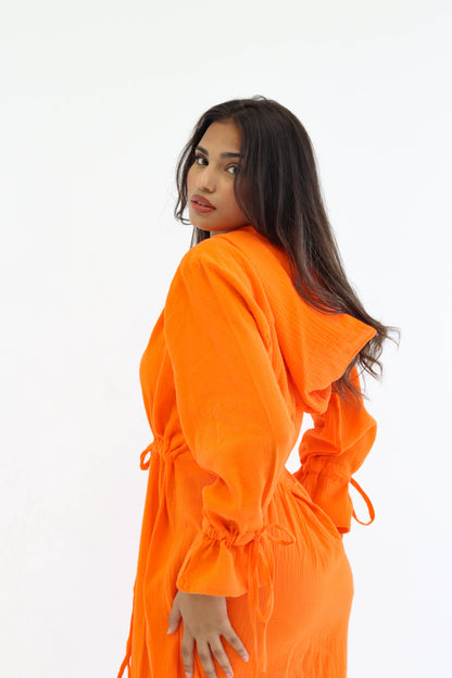 Buttoned Bliss Dress - Orange