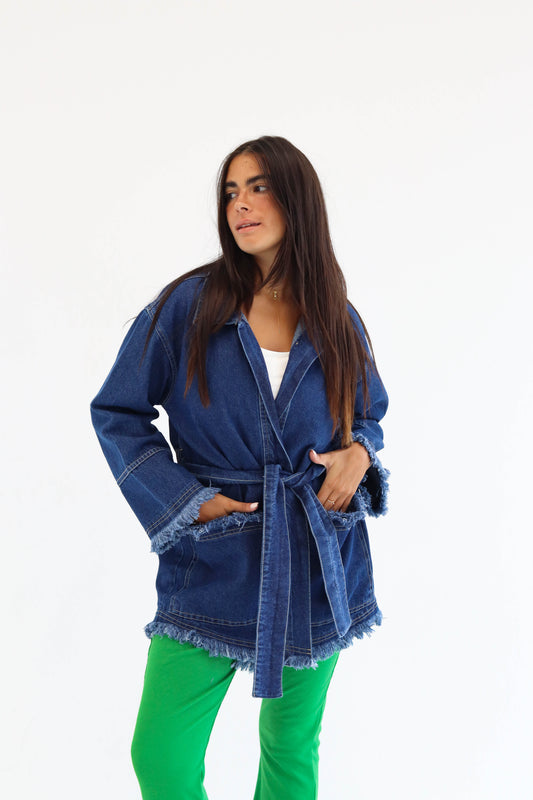 Fringes Denim Jacket in Blue