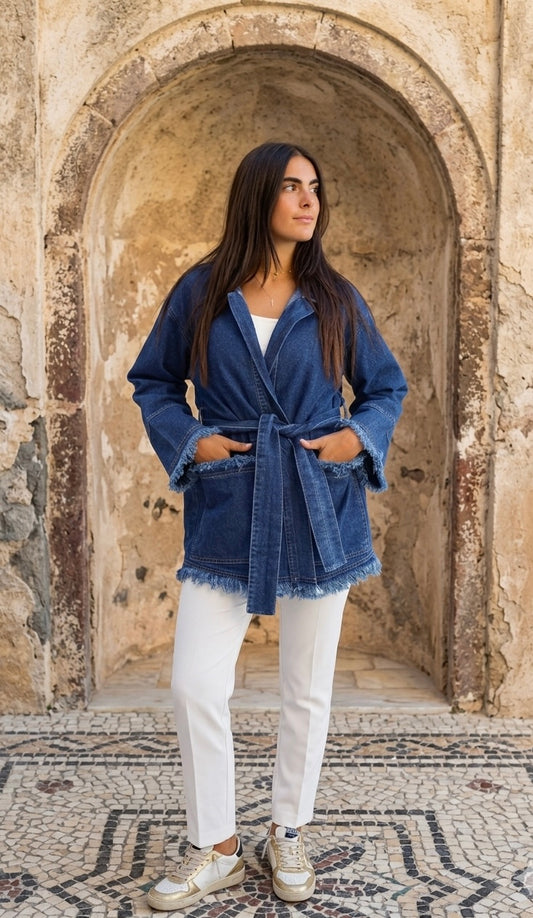 Fringes Denim Jacket in Blue