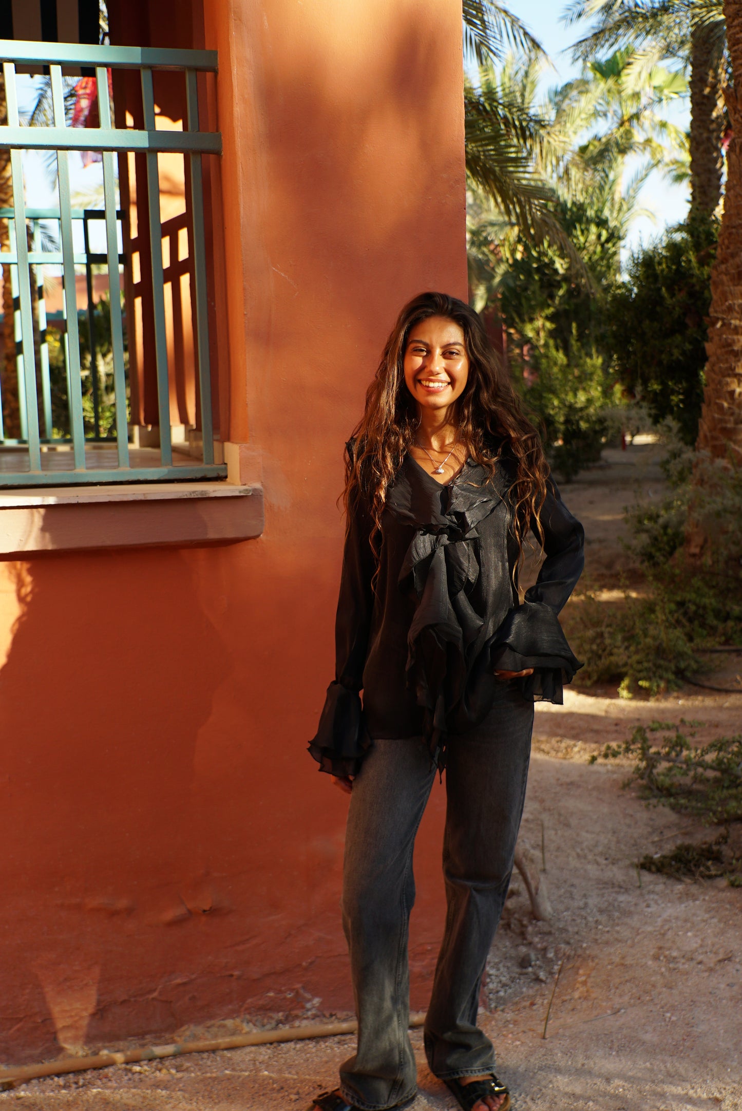 The Ruffle Blouse — Black