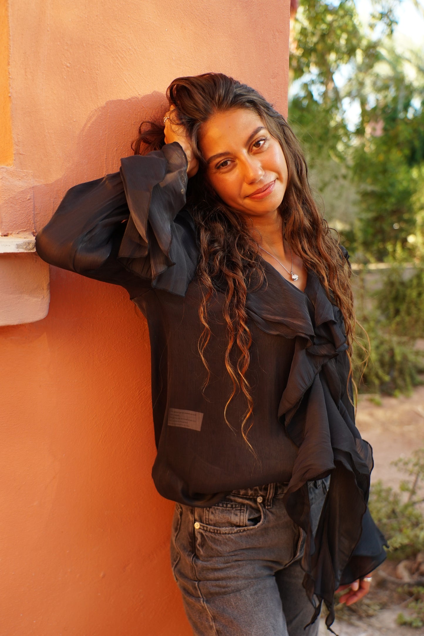 The Ruffle Blouse — Black