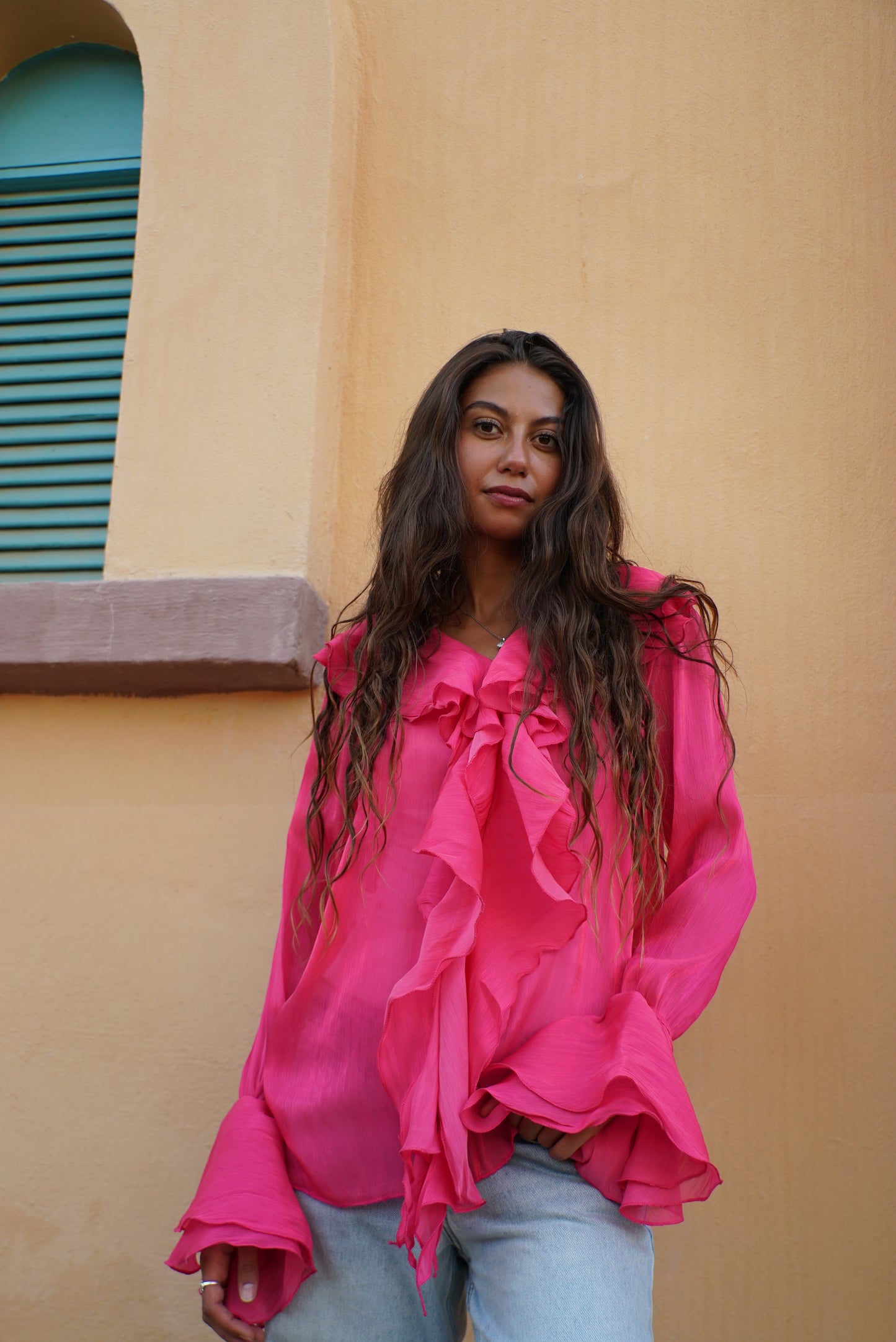 The Ruffle Blouse — Fuchsia