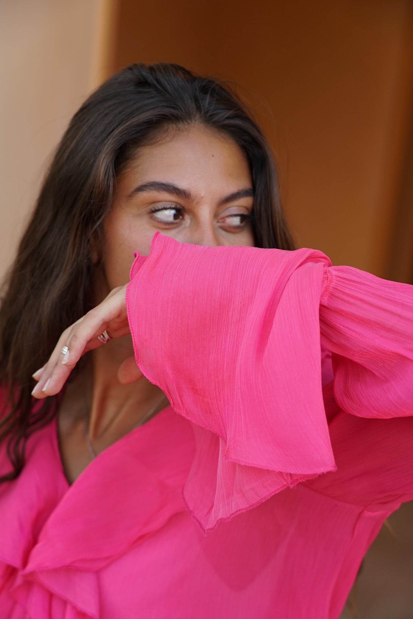 The Ruffle Blouse — Fuchsia