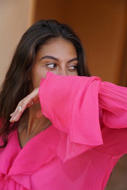 The Ruffle Blouse — Fuchsia