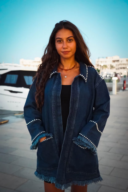 The Studded Denim Jacket — Blue Hour