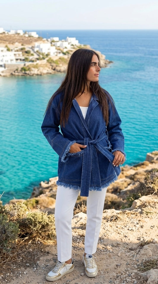 Fringes Denim Jacket in Blue