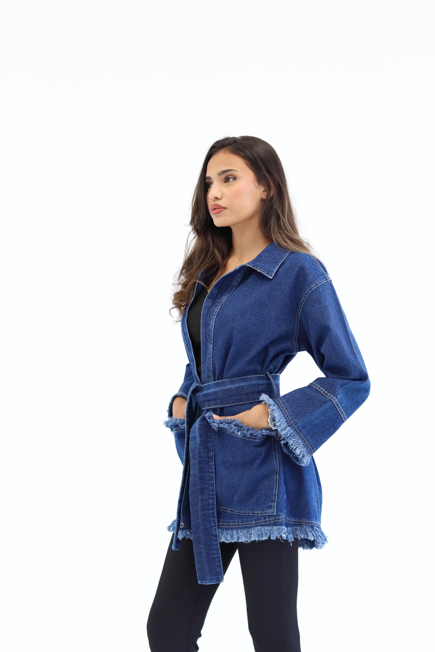Fringes Denim Jacket in Blue
