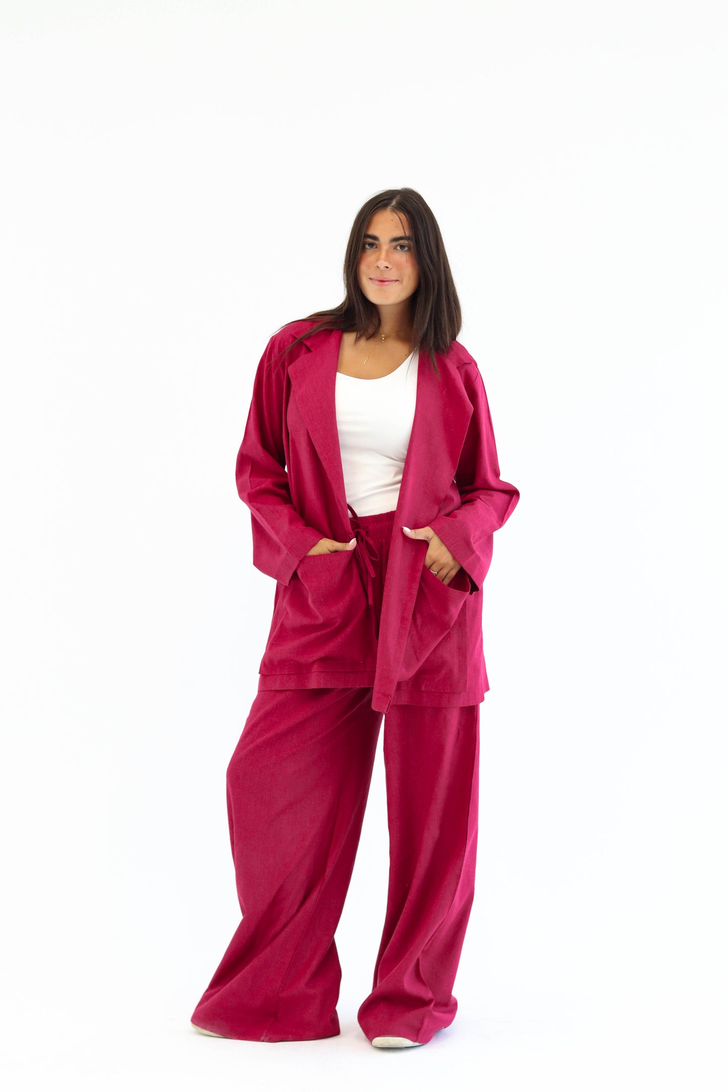 Wine Red Earthy Linen set