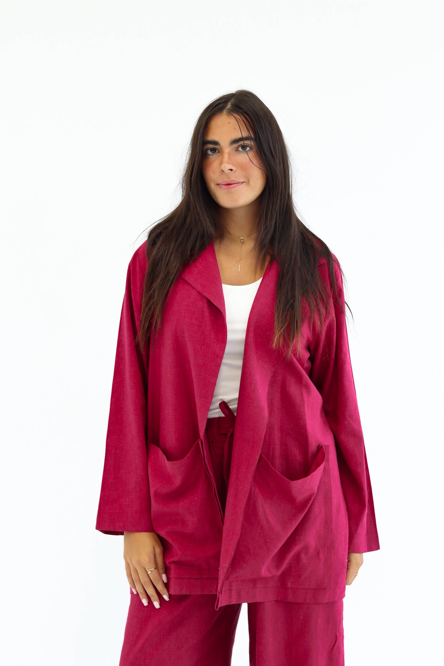 Wine Red Earthy Linen set