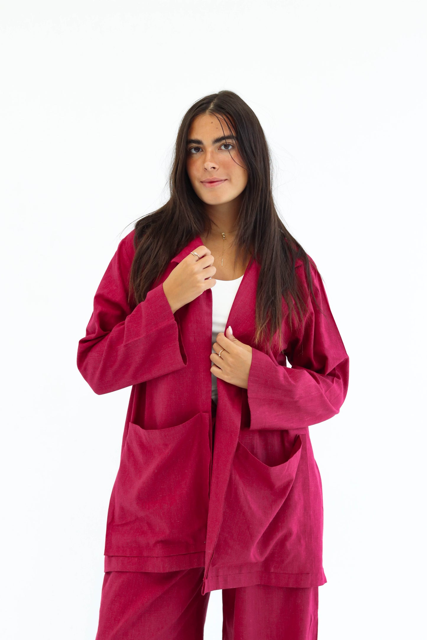 Wine Red Earthy Linen set