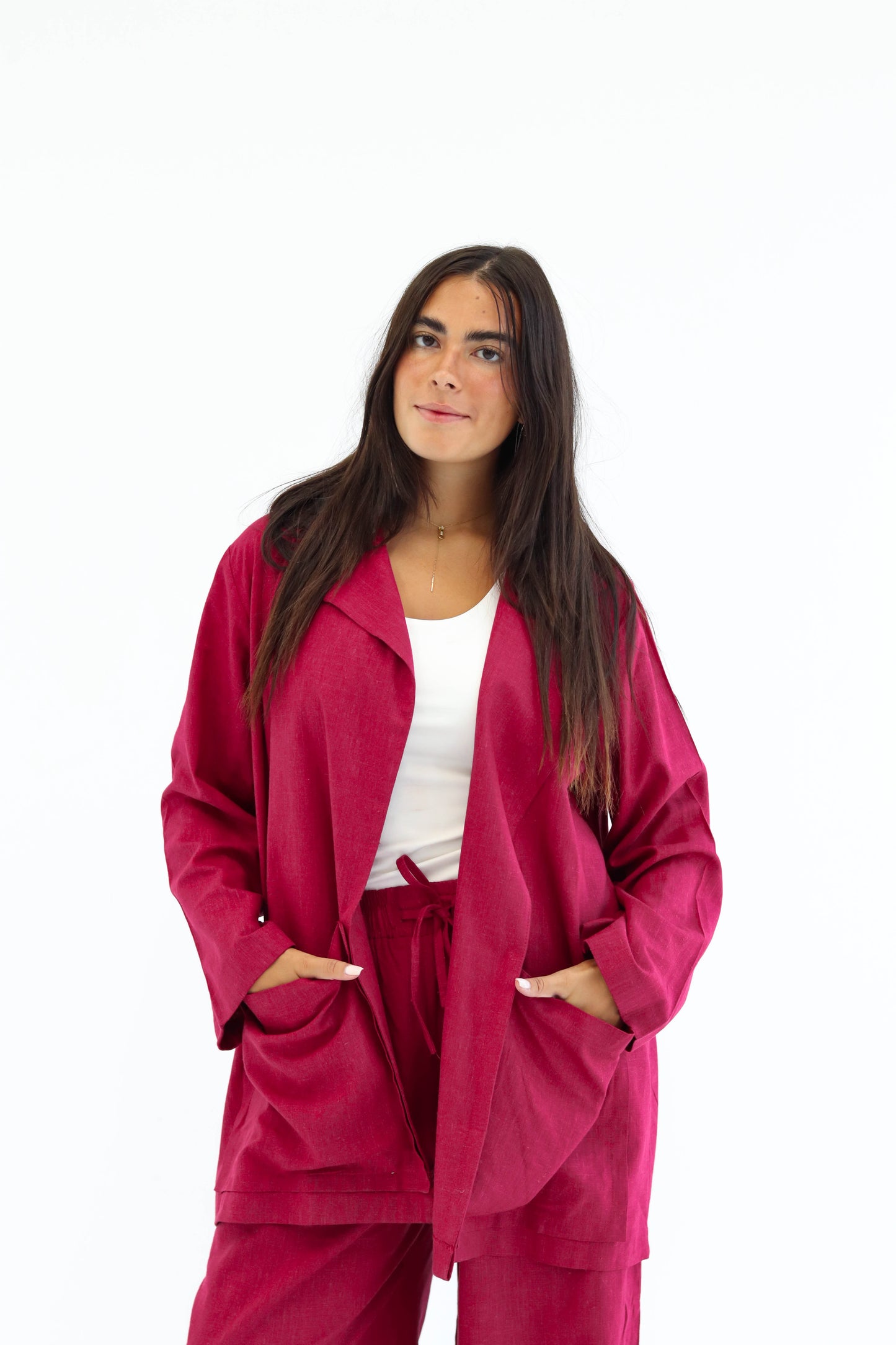 Wine Red Earthy Linen set