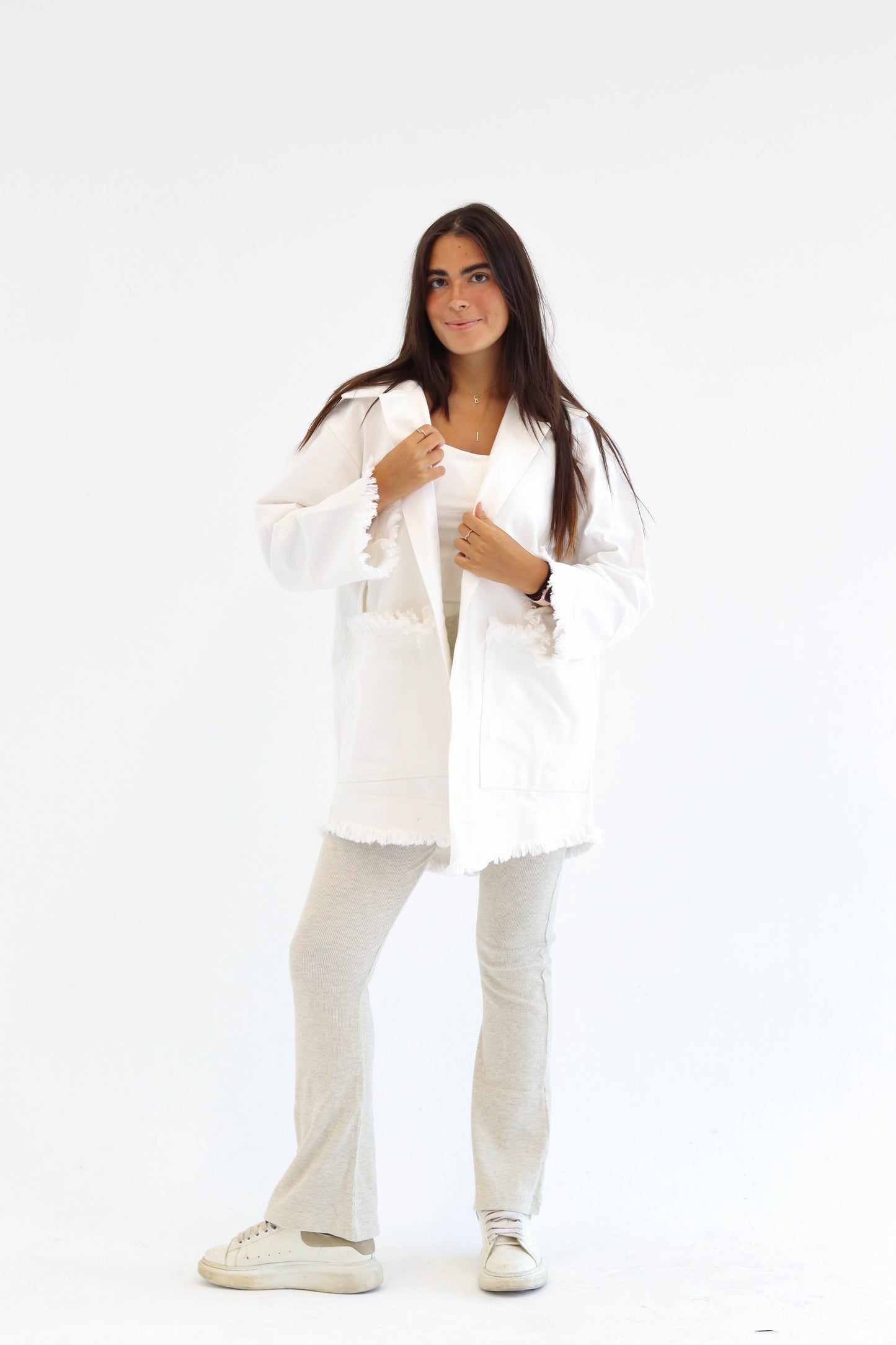 Fringes Denim Jacket in White