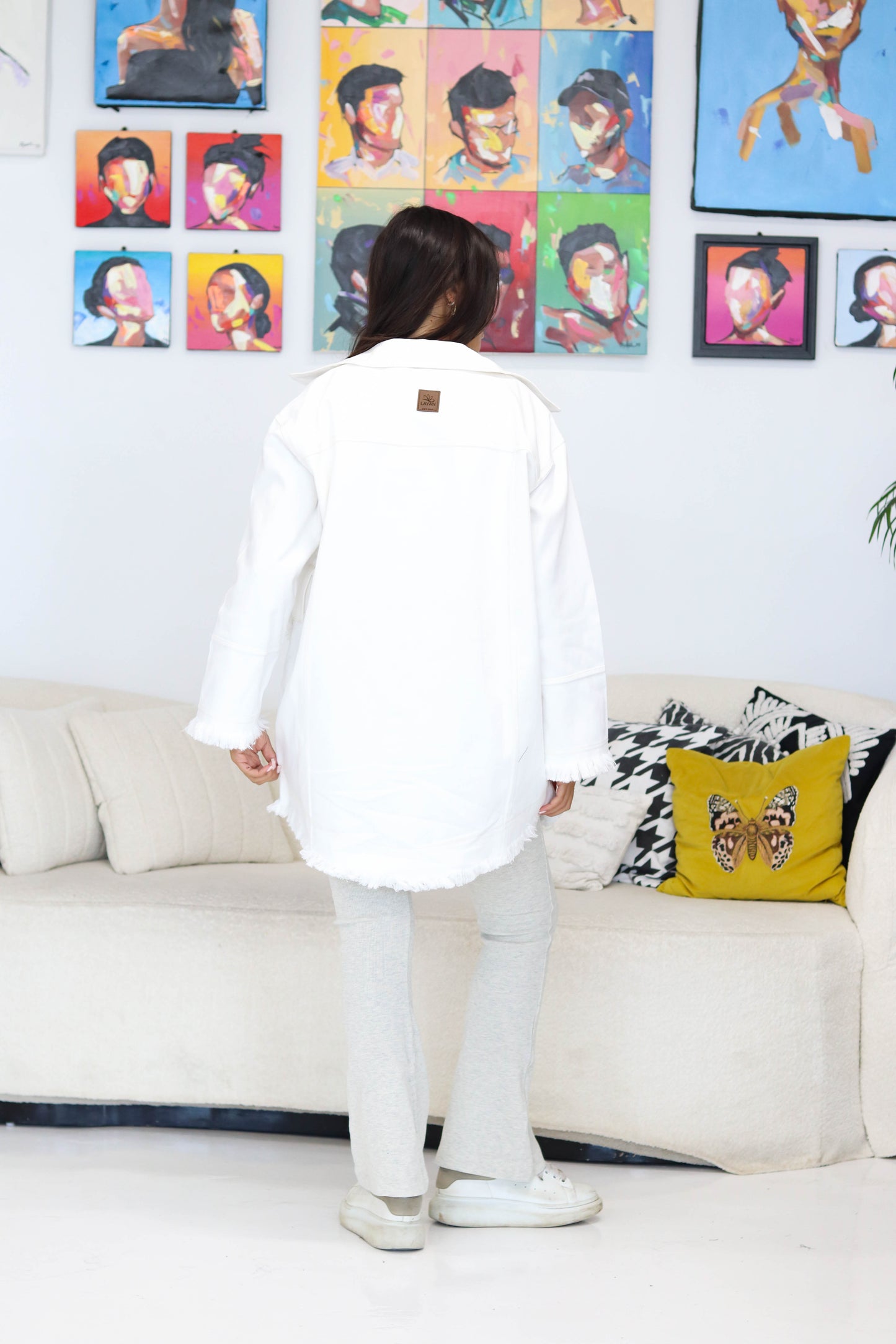 Fringes Denim Jacket in White