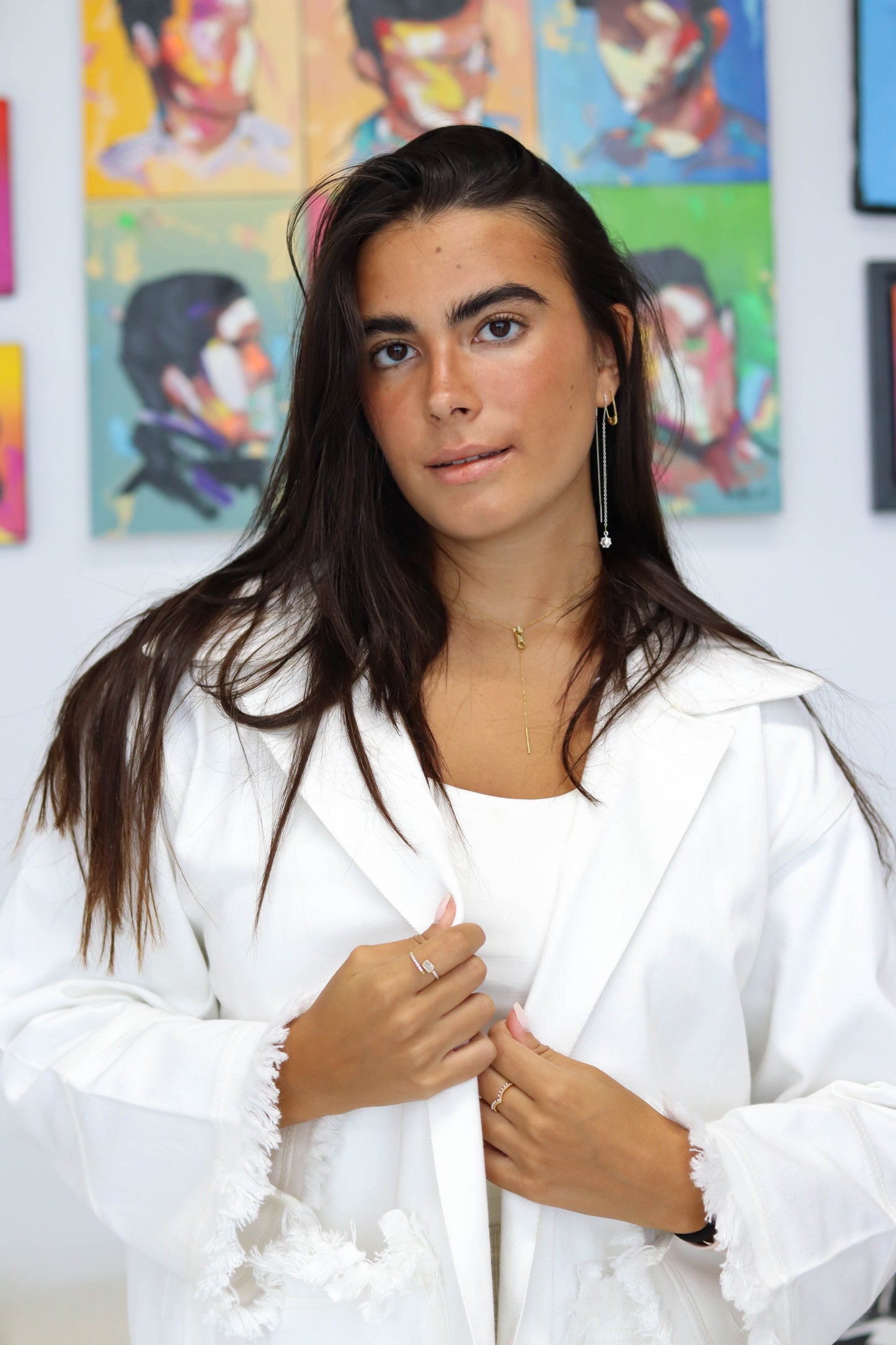 Fringes Denim Jacket in White