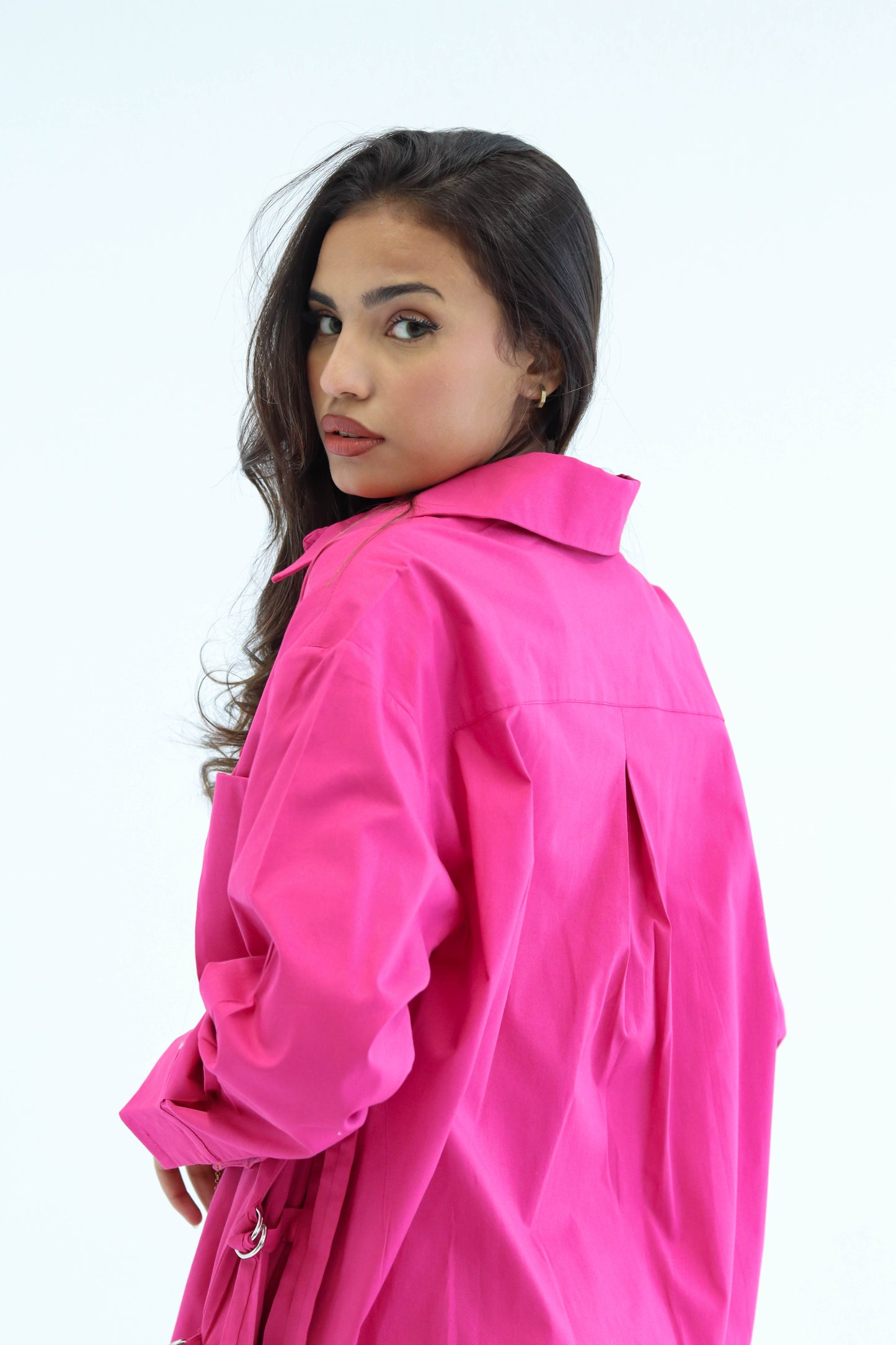 Belted Statement poplin shirt - Fuschia