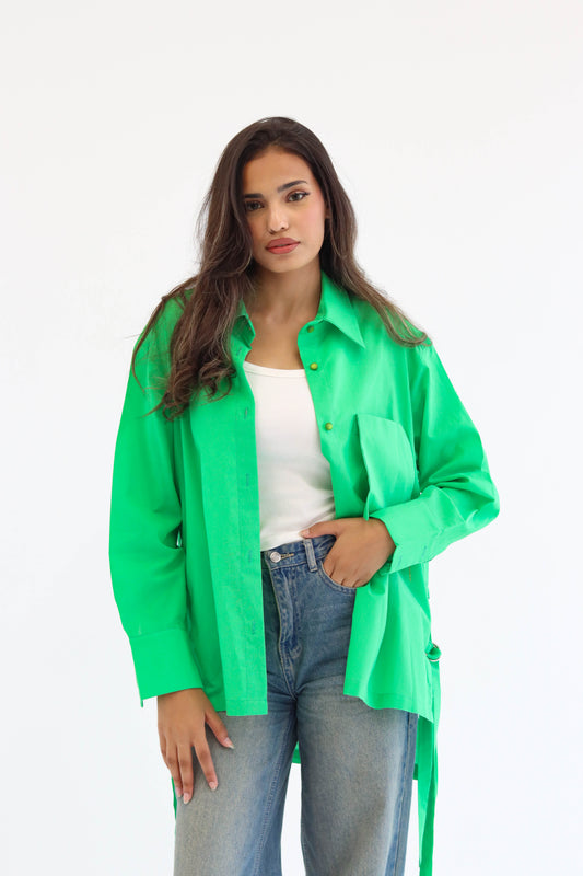 Belted Statement poplin shirt - Green
