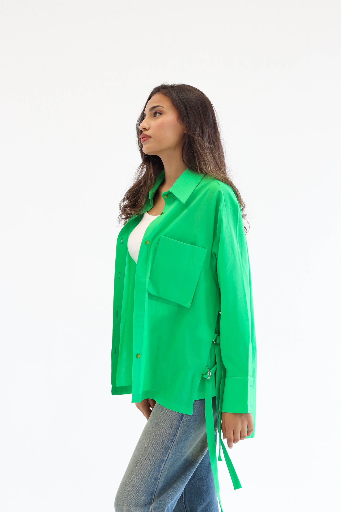 Belted Statement poplin shirt - Green