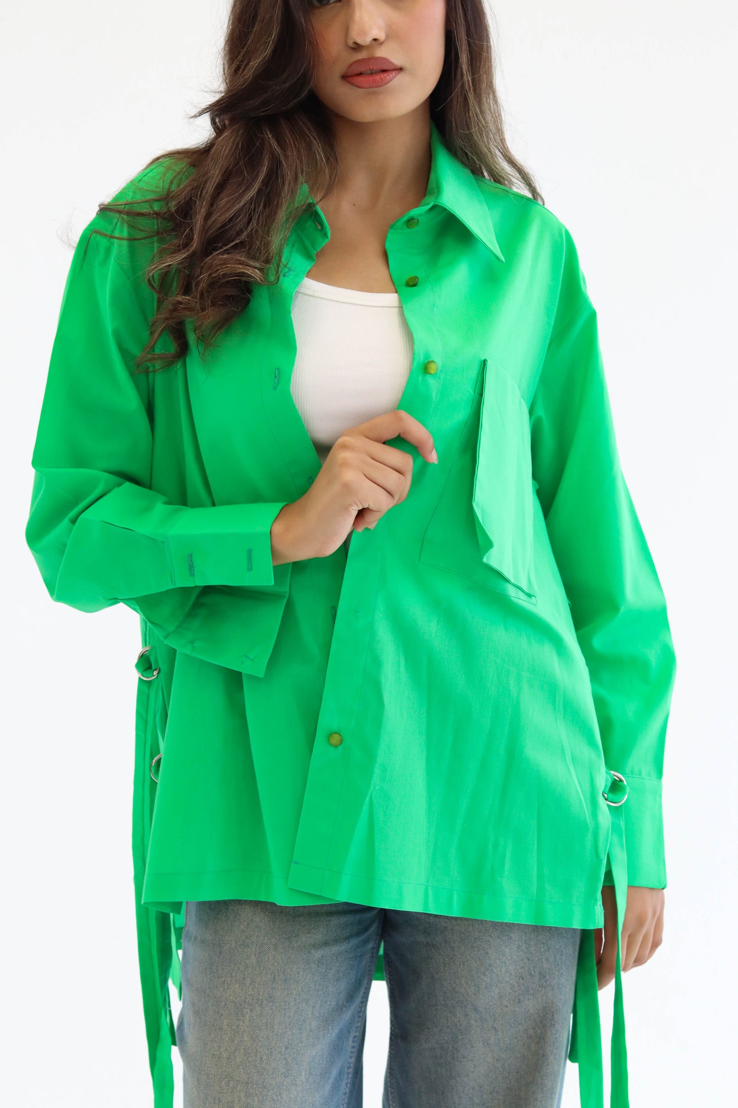 Belted Statement poplin shirt - Green