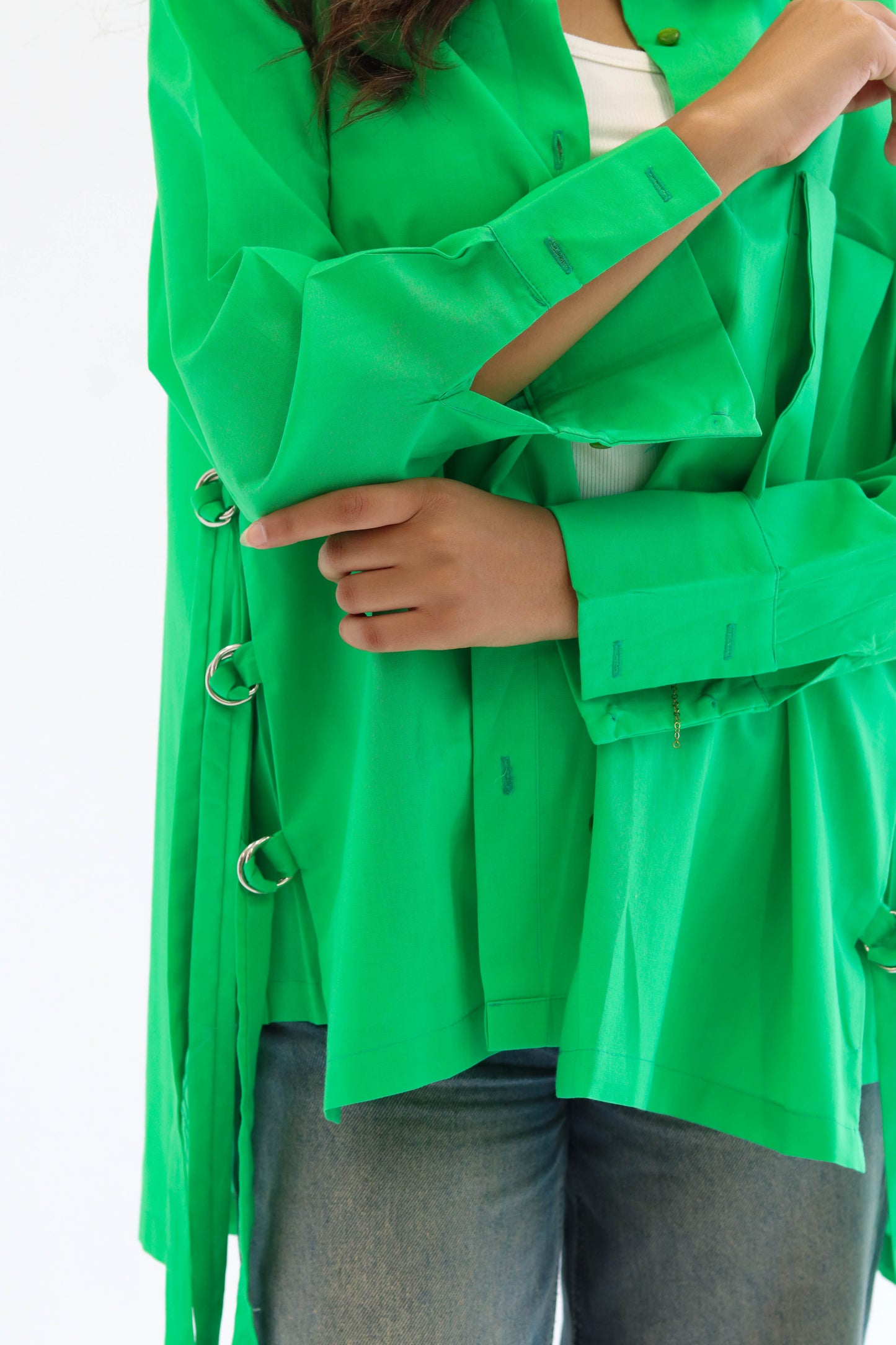 Belted Statement poplin shirt - Green