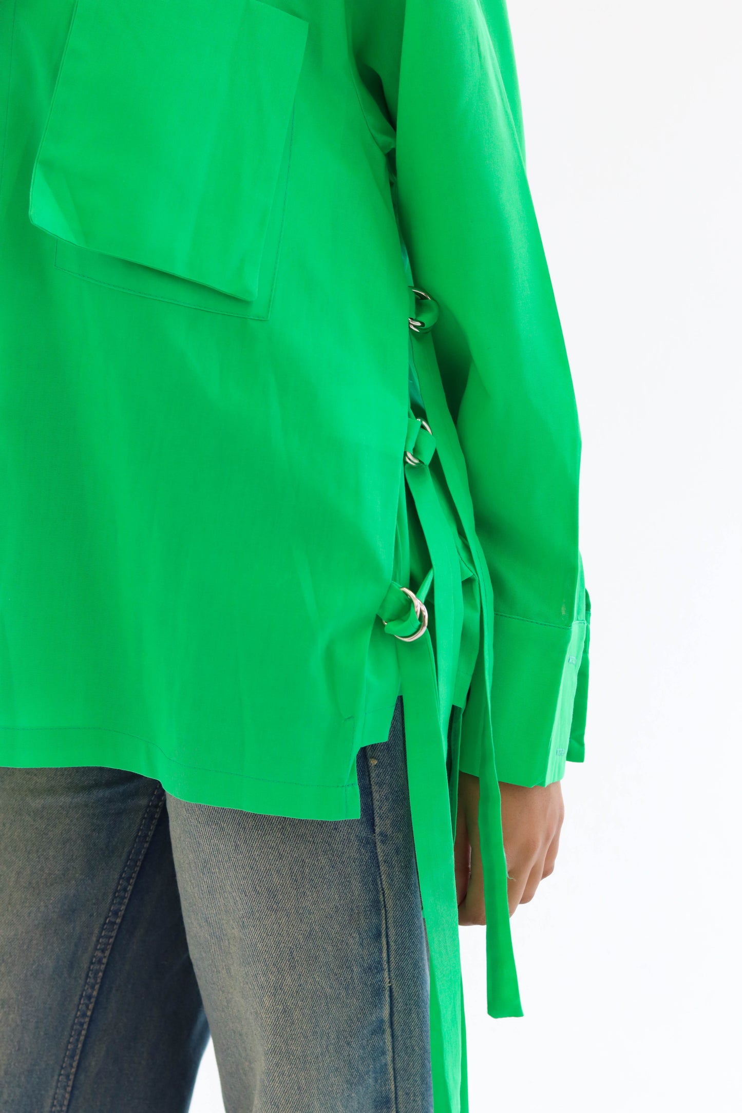Belted Statement poplin shirt - Green