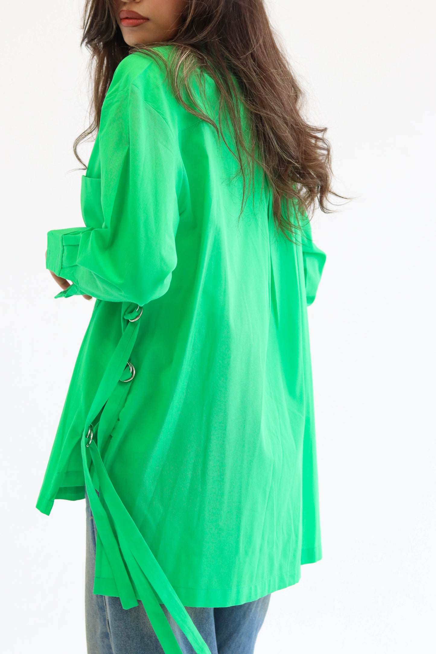 Belted Statement poplin shirt - Green
