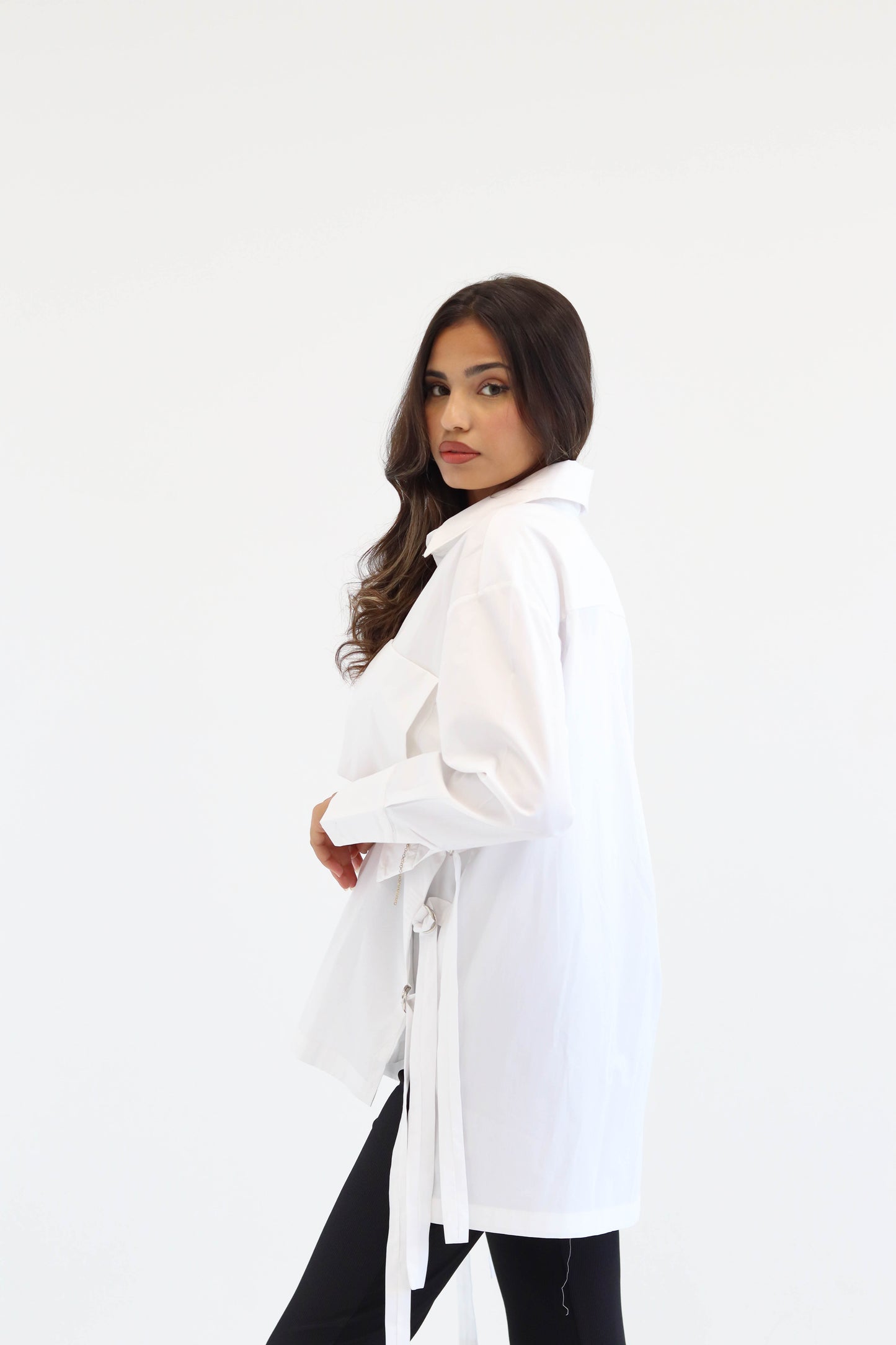Belted Statement poplin shirt - White